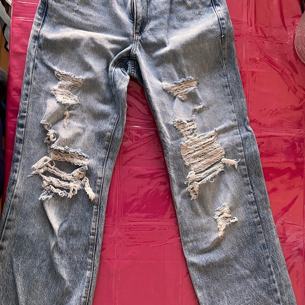 Garage Light Blue Ripped Relaxed Jeans